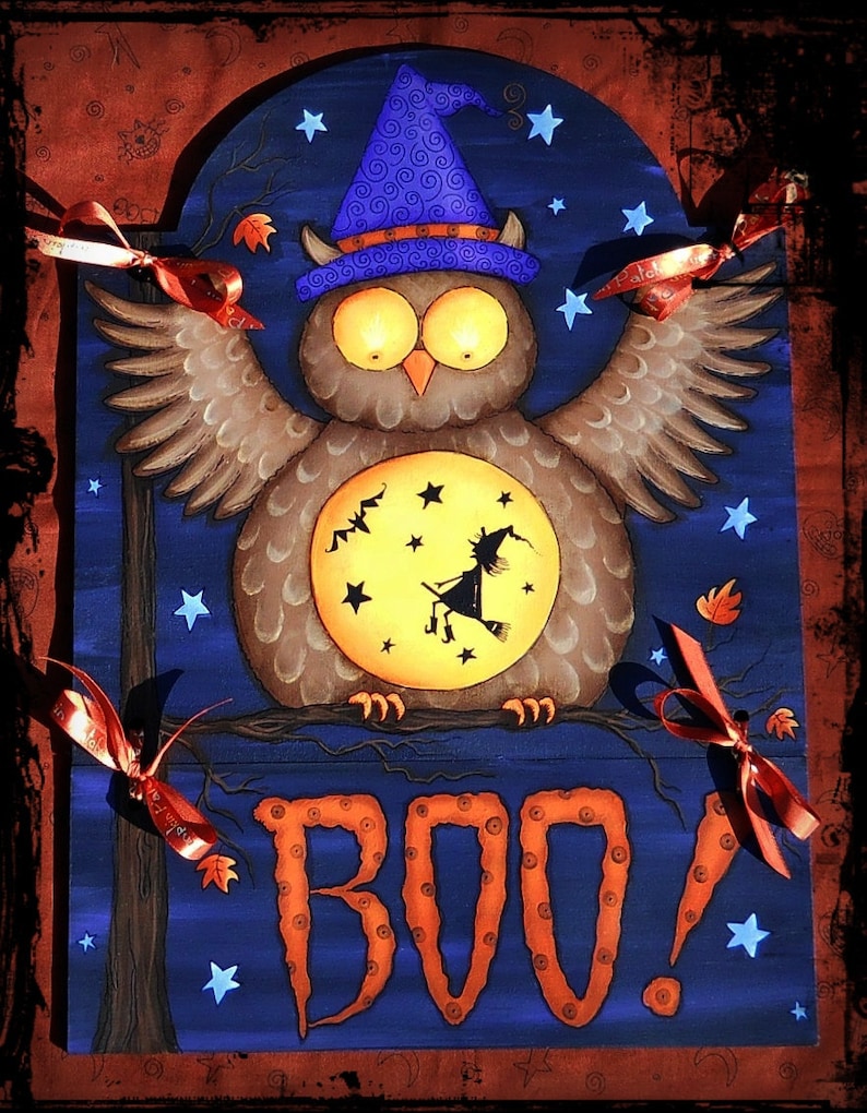 E PATTERN Boo Hoot Witchy Owl Fun for Halloween Designed & Painted by me, Sharon Bond image 3