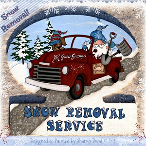 E PATTERN - The Snow Gnome, Snow Removal! Red Truck, Gnome & Pup! Fun for Winter - Designed and Painted by Sharon Bond