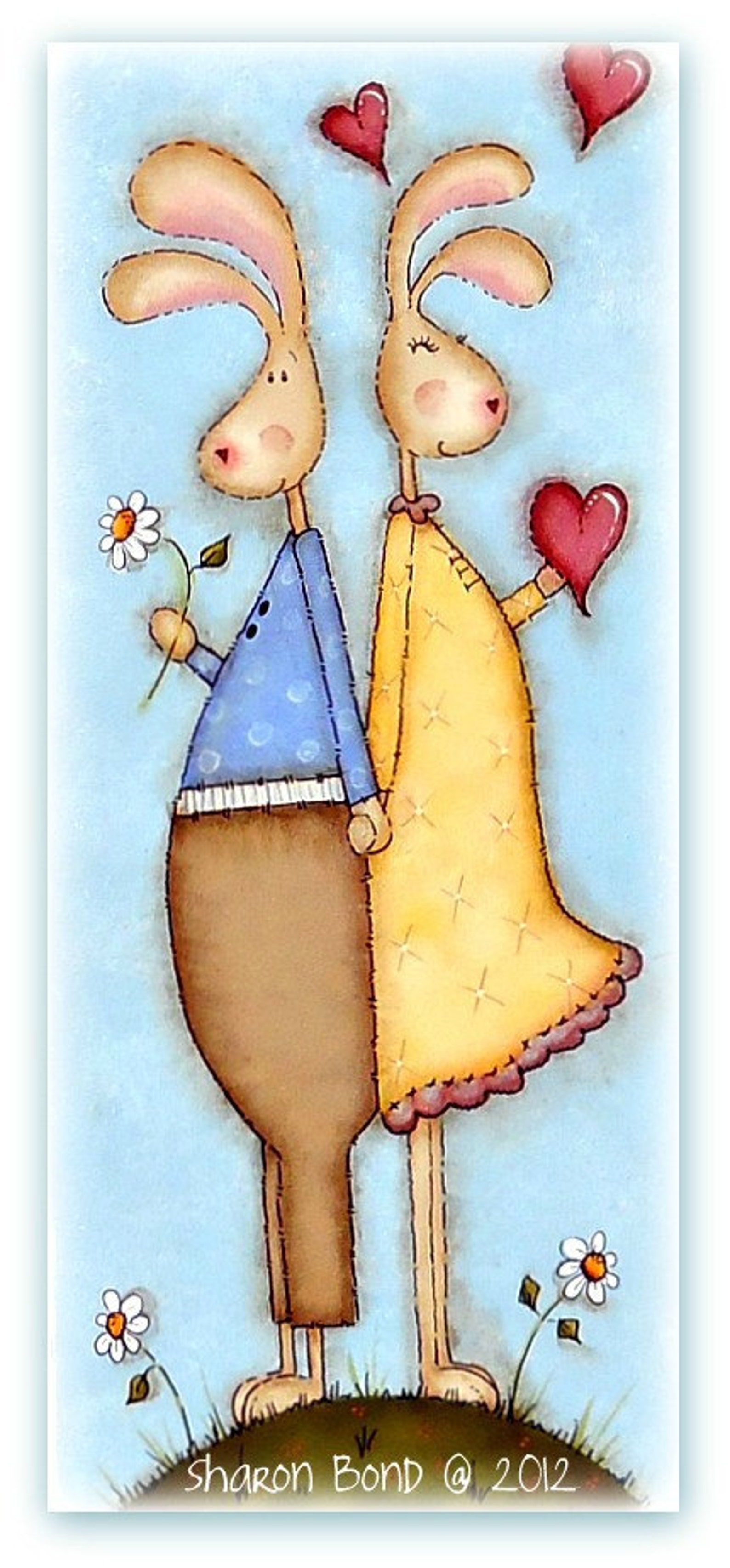 E PATTERN - Spring Love - Bunnies - Hearts - Painted and Designed by Me ...