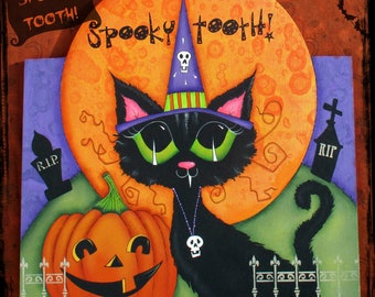 E-PATTERN - Spooky Tooth - Spooky Black Cat that's ready for Halloween! Designed & Painted by Sharon Bond