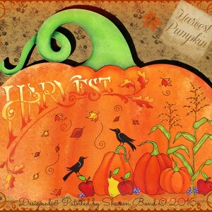 E PATTERN - Harvest Pumpkin - Harvest/Fall scene for all of Fall - Designed & Painted by Sharon B
