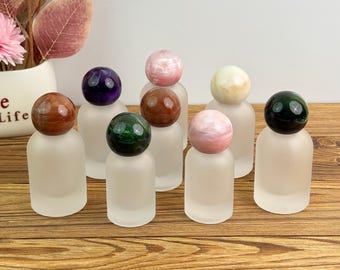 30ml 50ml 100ml Frosted Glass Spray Bottle with Marble-Look Ball Caps, Luxury Silver Fine Mist Sprayer, Empty Perfume Atomizer, Perfume Jars