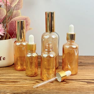 20ml 30ml 50ml 100ml Empty Essential Oil Bottle, Orange Glass Dropper Bottle & Spray Bottle, Fine Mist Bottle, Serum Container, Perfume Jars