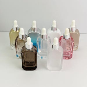 30ml Glass Dropper Bottle Round Serum Container with Silver Collar, Refillable Cosmetic Packaging Multiple Colors for Essential Oil, Perfume