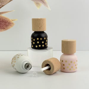 Flacone diffusore di fragranze in vetro vuoto da 10 ml, contenitore per aromaterapia ricaricabile con coperchio in legno per profumo, deodorante per ambienti, fragranza liquida fai da te