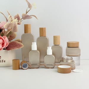 Récipients cosmétiques en verre de luxe, Pots de crème et flacons de lotion vides rechargeables, Emballage de soin de la peau pour beurre corporel, Sérum, Format voyage