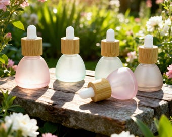 8ml Colorful Frosted Glass Dropper Bottle with Wooden lid, Refillable Cosmetic Packaging for Essential Oils, Serums & Fragrance, Travel Size