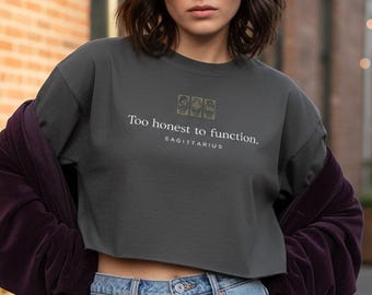Camiseta Sagitario con Colores Cómodos - Camiseta Astrológica "Demasiado Honesto para Funcionar" / Regalo Sagitario /
