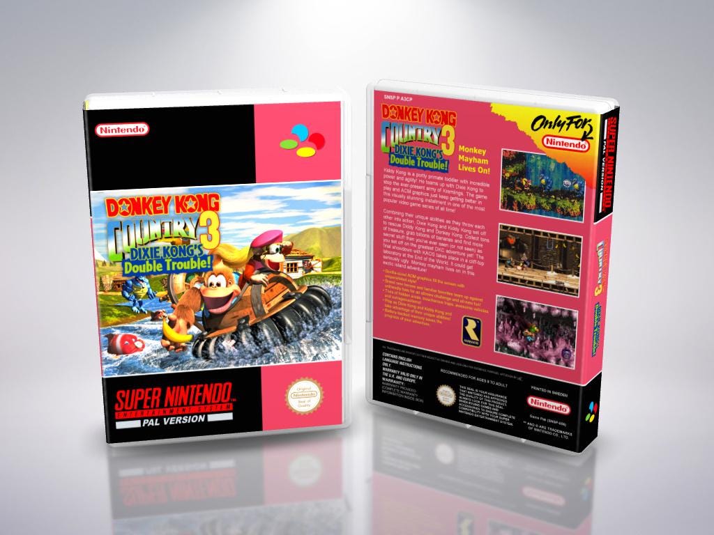 Donkey Kong Country 3 SNES PAL Reproduction Cover Art - UGC Insert