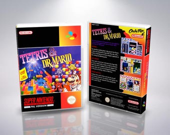 Tetris & Dr. Mario SNES PAL Reproduction Cover Art - Custom UGC Insert