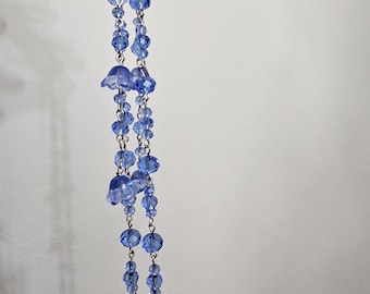 Held in Blue — Sapphire Glass Beaded Glasses Chain, Blue Crystal Eyeglass Chain, Minimal Statement Accessory