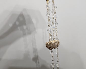 Kept Between Us — Gold Heart Locket Glasses Chain, Crystal Beaded Eyeglass Chain, Romantic Statement Accessory