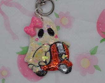 Kawaii scooter ghost charm