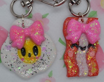 fried egg and bacon charm duo