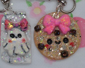 kawaii ghost milk & cookie charm duo