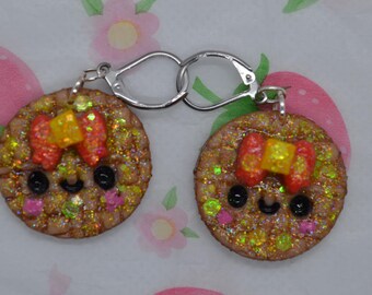 Kawaii waffle earrings