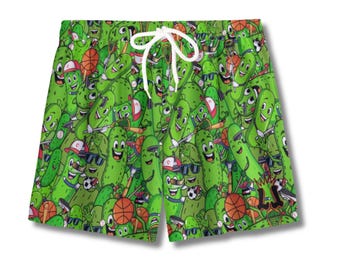 Youth Funny Pickles & Sports Shorts , Pickle Sports Apparel, Athletic Mesh Active Shorts Basketball, Baseball, Soccer, Lacrosse Shorts