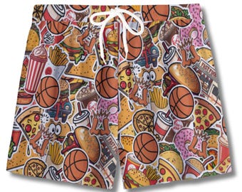 Youth Basketball Humor Fast Food Mesh Athletic Shorts