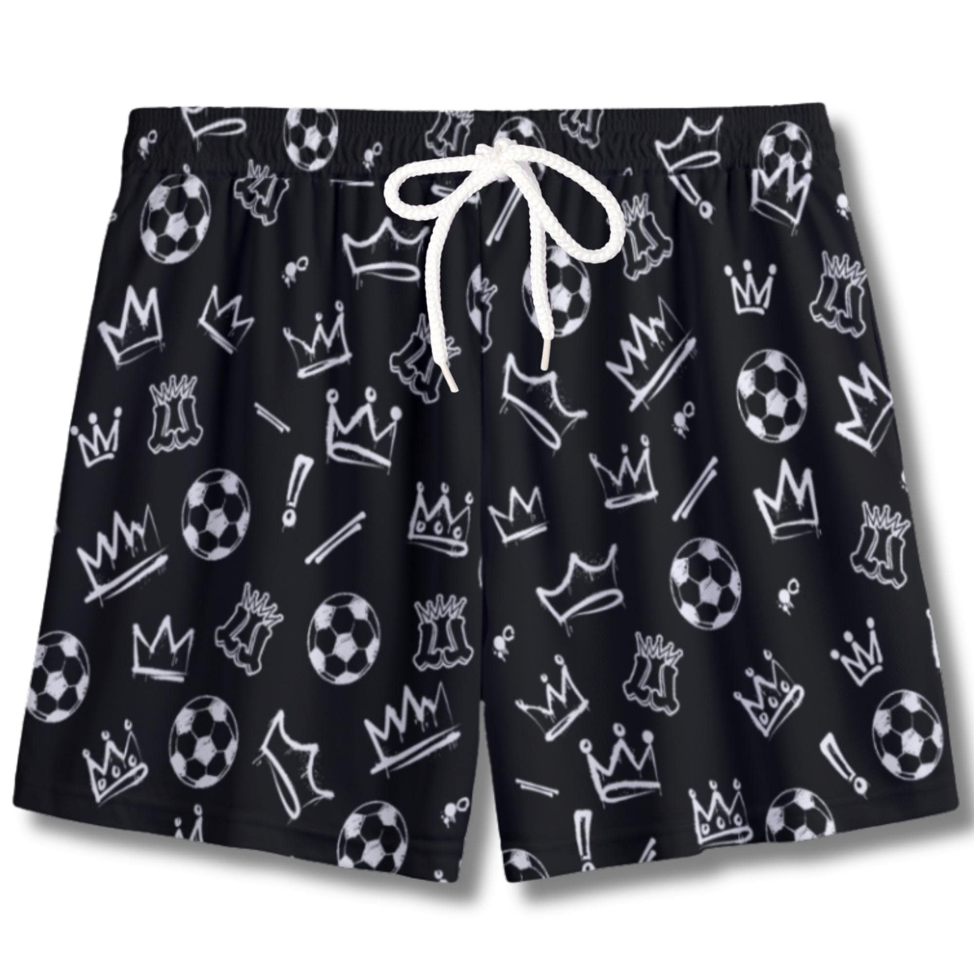 Youth Mesh Soccer Shorts Graffiti Legends - Black and White Edition
