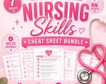 Core Nursing Skills Cheat Sheet Bundle | Nursing Fundamentals Study Guide | NCLEX Review Notes | RN Student Reference PDF