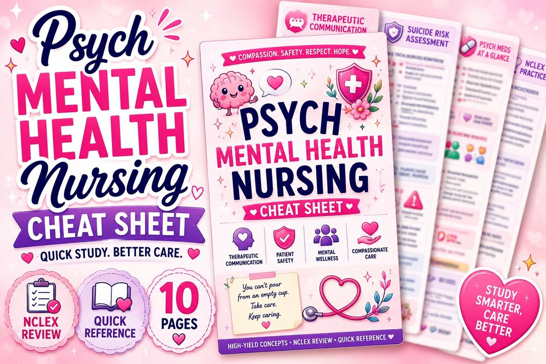 Psych Mental Health Nursing Cheat Sheet | NCLEX Psych Review Guide ...