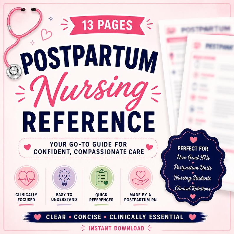 Postpartum Nursing Reference Guide | Mother Baby Nurse Cheat Sheet ...