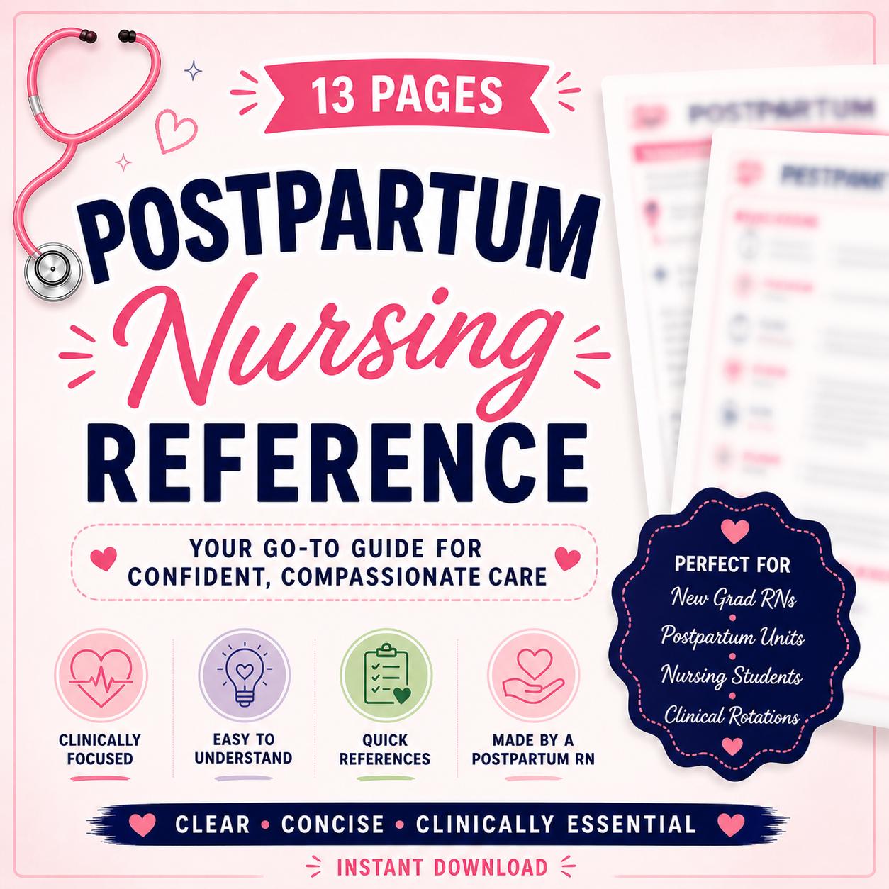 Postpartum Nursing Reference Guide | Mother Baby Nurse Cheat Sheet ...