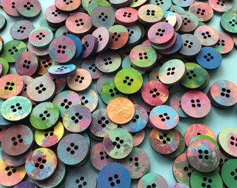 10 20 50 100 Pieces Hand Painted Wooden Button / Diy Button Headband