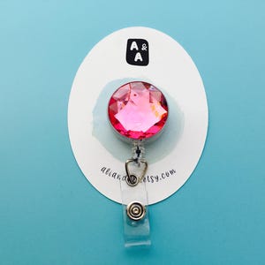Pink Bling  Badge Reel ID Holder / Nurse RN Teacher / Gift Accessory / Teacher / Mom