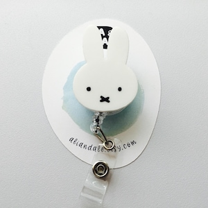 Adorable White Bunny Rabbit Badge Reel ID Holder / Nurse RN Teacher / Gift Accessory / Teacher / Kawaii