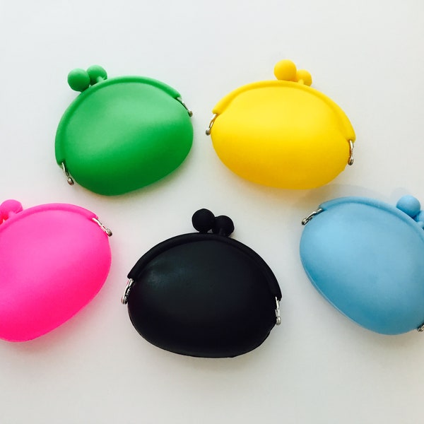 Silicone Coin Purse Color Black Red Blue Pink Purple Navy Orange Yellow Gift Package Bag Container Favor