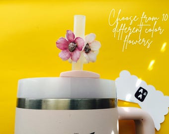 Straw Huggies / Topper Decoration / Sakura / Flower / Cherry Blossom /  Stanley Tumbler Quencher 40oz 30oz  Accessory
