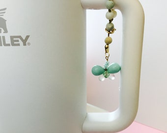 Butterfly Charm / Turquoise Bead /  for Stanley Tumbler Cup Handle Water Bottle / Simple Modern