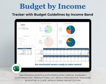 Budget Planner: Monthly & Annual Budget Template with Income Guidelines (Excel Digital Expense Tracker)