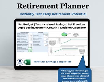 Retirement Planner: Early Retirement & Financial Independence Calculator (Excel Digital Download)
