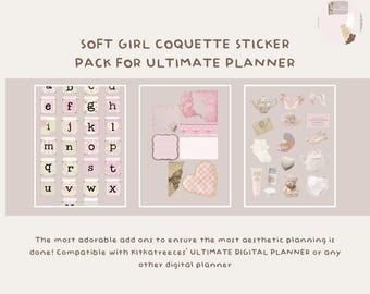 Digital Planner Stickers Pink Set | GoodNotes Stickers | Cute Aesthetic Stickers for Journaling, Notability, iPad Notes
