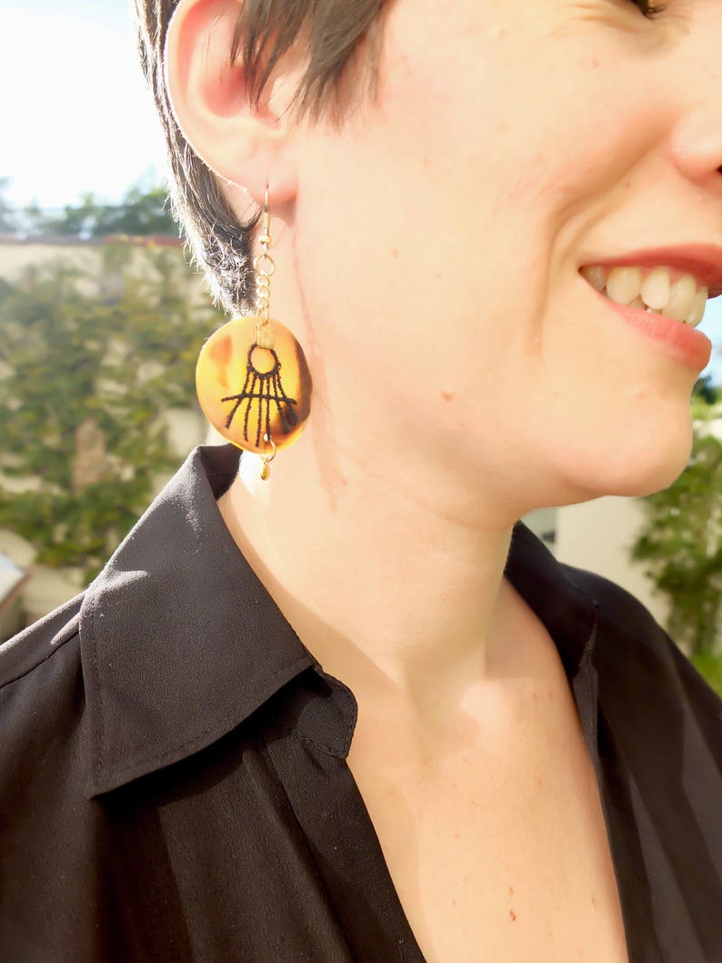 Statement tiger mother of pearl earrings