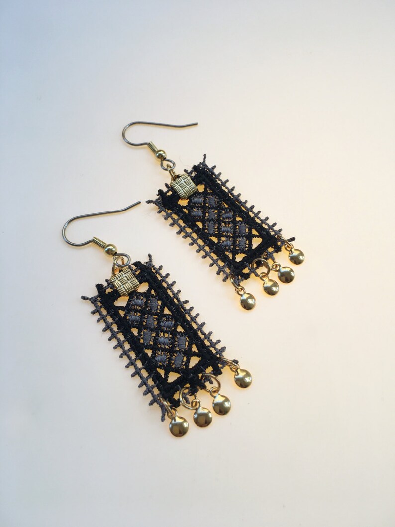 geometric lace choker /& earrings Boho jewelry set