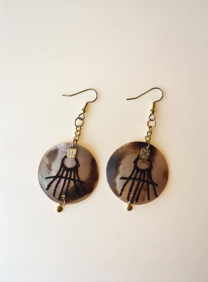 Statement tiger mother of pearl earrings