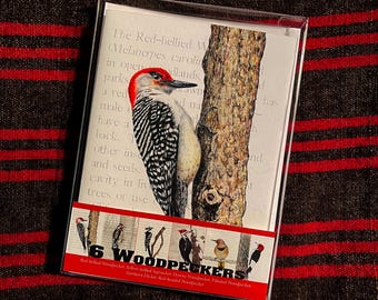 Woodpecker Cards, 6 different Woodpeckers in a clear box