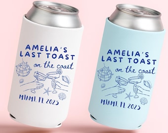 Dernier toast sur la côte glacières pour EVJF, cadeaux personnalisés grand-mère sur la côte de plage, pochettes de canette personnalisées