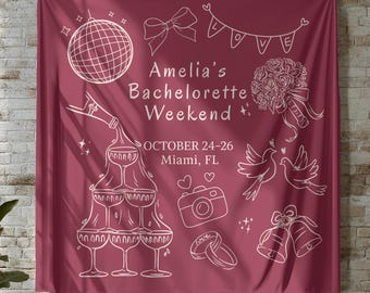 Bachelorette Weekend Bridal Shower Sign, Bridal Shower Photo Prop, Custom Bachelorette Party Banner, Personalized Bride Bach Decor