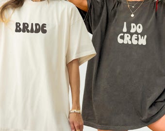I Do Crew Bride-shirt, retro T-shirt vrijgezellenfeest, bruidsteamkleding