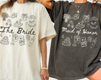 Braut Brautjungfer Shirt, Retro Junggesellinnenparty T-Shirt, Hochzeitsgruppe passendes Top