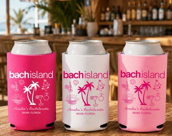 Bach Island Partygeschenke, Bach Island-Dosenkühler, Bach Island-Dekorationen, ein Bombshell Bride-Dosenkühler, kundenspezifischer Bachelorette-Dosenkühler