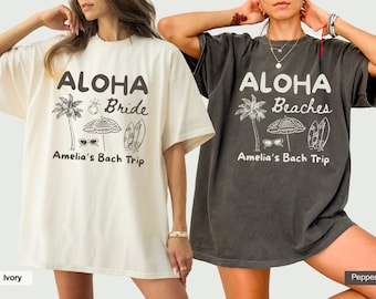 Hawaii Junggesellinnenabschied Shirt, Beaches Booze Besties Shirt, Aloha Braut Shirt & Aloha Beaches Shirt für Braut, Brautjungfer, Comfort Farben