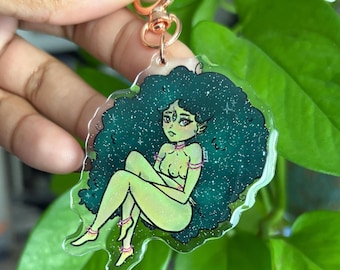 グリーンエイリアンギャラクシー女神キーチェーン/バッグチャーム