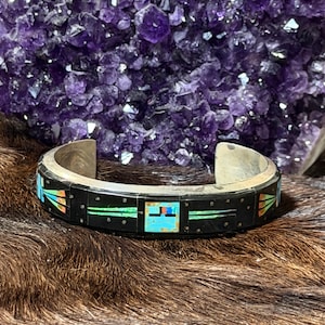 Gilbert Smith | Navajo Night Sky Inlay Cuff | Size 6 | Sterling Silver