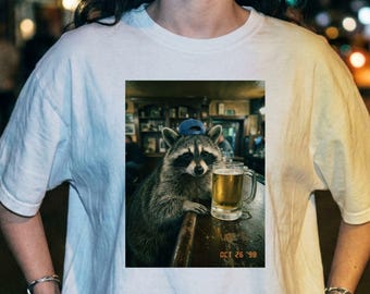 Comfort Colors® Trash Panda Beer Graphic Tee, Funny Raccoon Shirt, Humor Animal Gift
