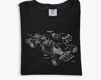 Comfort Colors® F1 Race Car Blueprint Shirt, Formula Engineering Graphic Tee